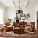 Load image into Gallery viewer, Oryven Modern Rustic Pendant Lighting - Drum Shade Hanging Lamp - Versatile Industrial Style for Home U07