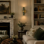 Bild in Gallery-Viewer laden, Natural green jade wall sconce illuminated in a traditional living room