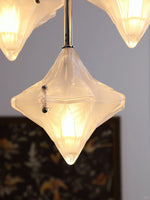 Load image into Gallery viewer, Art Deco Star Chandelier – Frosted Glass Deco Fixture for Dining Room – Astris Vega