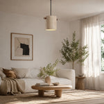 Cargar imagen en el visor de la Galería, Wabi-Sabi Travertine Cylinder Pendant Light