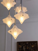 Load image into Gallery viewer, Art Deco Star Chandelier – Frosted Glass Deco Fixture for Dining Room – Astris Vega