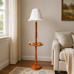 Bild in Gallery-Viewer laden, Vintage-Stehlampe aus Massivholz mit optionalem Beistelltisch