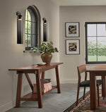 Cargar imagen en el visor de la Galería, Aplique de pared LED de vidrio artístico en níquel arena y gris ahumado resistente a la humedad