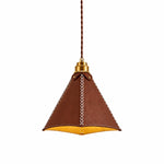 Load image into Gallery viewer, Vintage leather pendant light on white background
