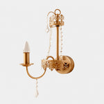 Load image into Gallery viewer, Antique brass French crystal candle wall sconce on a clean white background