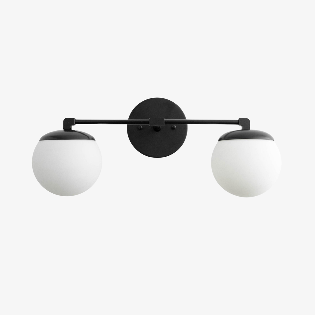 Glorica Glass Modern Wall Sconce – Contemporary 2-Globe Indoor Accent Lamp for Hallway