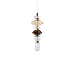 Load image into Gallery viewer, Contemporary Hanging Light - Iron Metal Glass Gold Brown Damp-rated