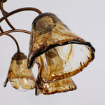 Load image into Gallery viewer, Downward Amber Tulip Glass Brass Chandelier