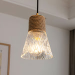 Bild in Gallery-Viewer laden, Nordische Hanfseil Glas Pendelleuchte
