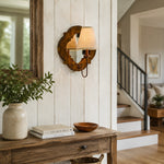 Load image into Gallery viewer, Antique Wood Wall Sconce With Fabric Shade