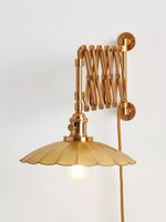 Load image into Gallery viewer, Furium Brass Accordian Wall Sconce - Retro Scalloped Bedside Lighting