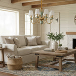 Charger l'image dans la visionneuse de galerie, Lustre Branche Série Altoris avec Abat-jours en Tissu – Lustre en Laiton et Céramique pour Salon