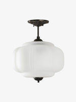 Load image into Gallery viewer, Eloise Scallop Vintage Milk Glass Semi-Flush Mount Pendant Light