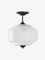 Load image into Gallery viewer, Eloise Scallop Vintage Milk Glass Semi-Flush Mount Pendant Light