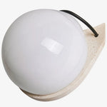 Cargar imagen en el visor de la Galería, Travertine stone and white glass globe close detail