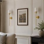 Cargar imagen en el visor de la Galería, Natural brass wall sconce in a corner setting