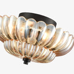 Cargar imagen en el visor de la Galería, Lámpara de Techo Semiempotrada de Vidrio Orilanavo - Diseño Elegante de Paraguas para Dormitorio y Sala de Estar