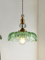Load image into Gallery viewer, Vintage Brass Clear Glass Flower Pendant Light For Kitchen Island