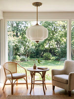 Load image into Gallery viewer, Eloise Scallop Vintage Milk Glass Semi-Flush Mount Pendant Light