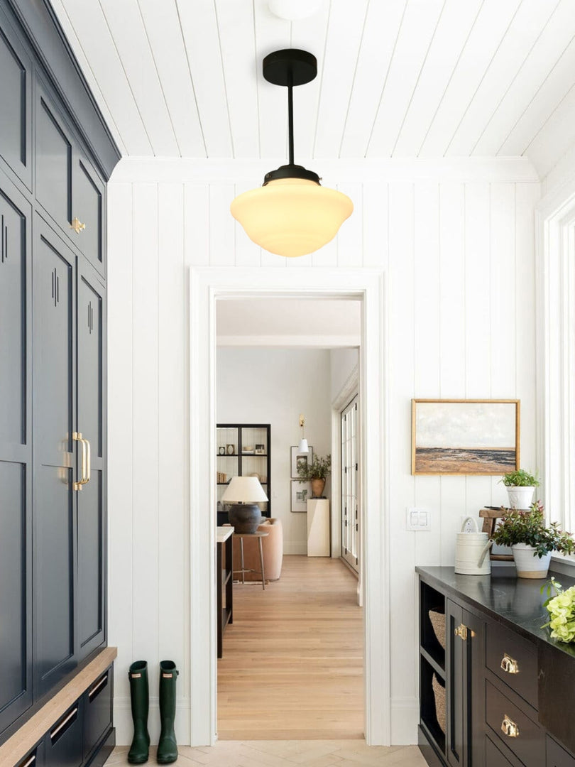 Art Deco UFO Milk Glass Fixed Ceiling Light