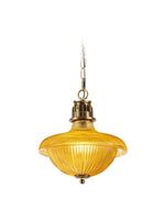 Load image into Gallery viewer, Ribbed Glass Pendant Light - Contemporary Brass and Glass Pendant for Kitchen and Living Room