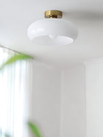 Load image into Gallery viewer, Retro Brass Bauhaus Glass Disc Ceiling Lamp