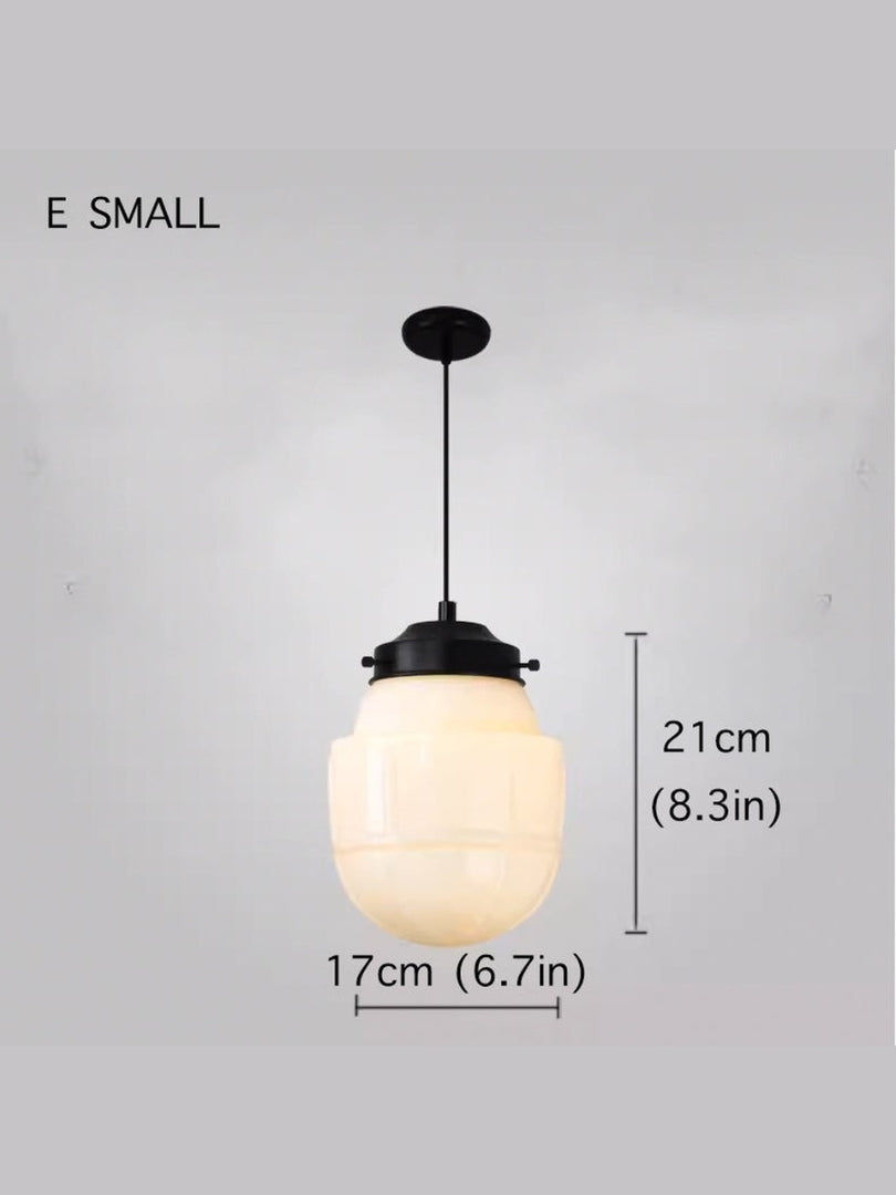 Vintage Art Deco Milk Glass Pendant Light