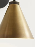Load image into Gallery viewer, Korvi Tapered Sconce Cone Wall Light – Black or Brass Conical Retro Design
