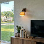 Load image into Gallery viewer, Sunset Glow Modern Wall Sconce with Acrylic Shade and Wood-Texture Base for Bedroom Hallway Living Room