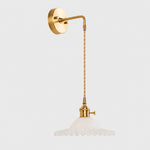 Bild in Gallery-Viewer laden, Porcelain white glass wall light with brass arm, 912BW shade 7 cm high and 22 cm diameter