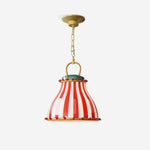 Load image into Gallery viewer, Circus Glass Pendant Lamp – Fun Red Stripe Art Glass for Eclectic Spaces