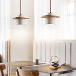 Cargar imagen en el visor de la Galería, Lámpara colgante de travertino con textura elegante de piedra cilíndrica M02