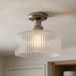 Cargar imagen en el visor de la Galería, Ribora Vintage - Lámpara de Techo de Vidrio Acanalado Inspirada - Montaje Empotrado de Estilo Industrial para Interiores Modernos U05