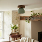 Load image into Gallery viewer, Metio Dome Scandinavian Oak Flush Mount Ceiling Light – Modern Minimalist Design for Living Room & Bedroom