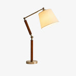Cargar imagen en el visor de la Galería, Solid wood adjustable table lamp with fabric shade and round metal base