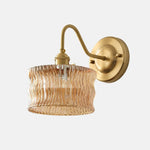Charger l'image dans la visionneuse de galerie, Amber tea ripple glass wall sconce with brushed brass arm