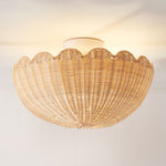 Load image into Gallery viewer, Olvara Scalloped Rattan Bubble Flush Mount Ceiling Lamp – Boho Anders Style Ceiling Light for Bedroom