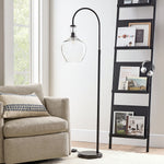 Bild in Gallery-Viewer laden, Lawson Modern Messing Stehlampe – Recycelter Glasschirm für Leseecke oder Schlafzimmer