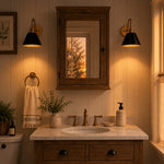 Load image into Gallery viewer, Industrial Modern Tapered Brass Gooseneck Sconce with Metal Silhouette