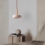 Cargar imagen en el visor de la Galería, Lámpara colgante tradicional japonesa de travertino redondo de madera M18