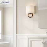 Cargar imagen en el visor de la Galería, Lámpara de pared con pantalla de tela Nolvara: aplique moderno para dormitorio con una iluminación acogedora