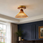 Charger l'image dans la visionneuse de galerie, Vintage amber pleated ceiling light installed in a room