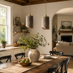 Cargar imagen en el visor de la Galería, Two wooden pendant lights over dining table