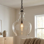 Load image into Gallery viewer, Lirra Hand Blown Glass Hanging Light – Industrial Style for Living Rooms and Entryways U11