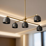 Load image into Gallery viewer, Farmhouse Chandelier – Mid Century Brass Swing Arm Chandelier For Living Room