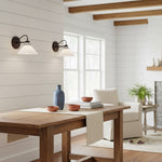 Cargar imagen en el visor de la Galería, Aplique de pared Aurenza con brazo curvo y forma de globo: lámpara de pared industrial moderna para baño, dormitorio y pasillo.