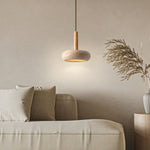 Cargar imagen en el visor de la Galería, Lámpara colgante tradicional japonesa de travertino redondo de madera M18