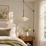 Charger l'image dans la visionneuse de galerie, Vintage Milk White Glass Plug-In Pendant Light