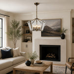 Bild in Gallery-Viewer laden, Textured Glass Panel Cage Chandelier