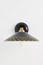 Load image into Gallery viewer, Auriglow Modern Wall Sconce – Brass Perforated Light for Bedroom or Hallway